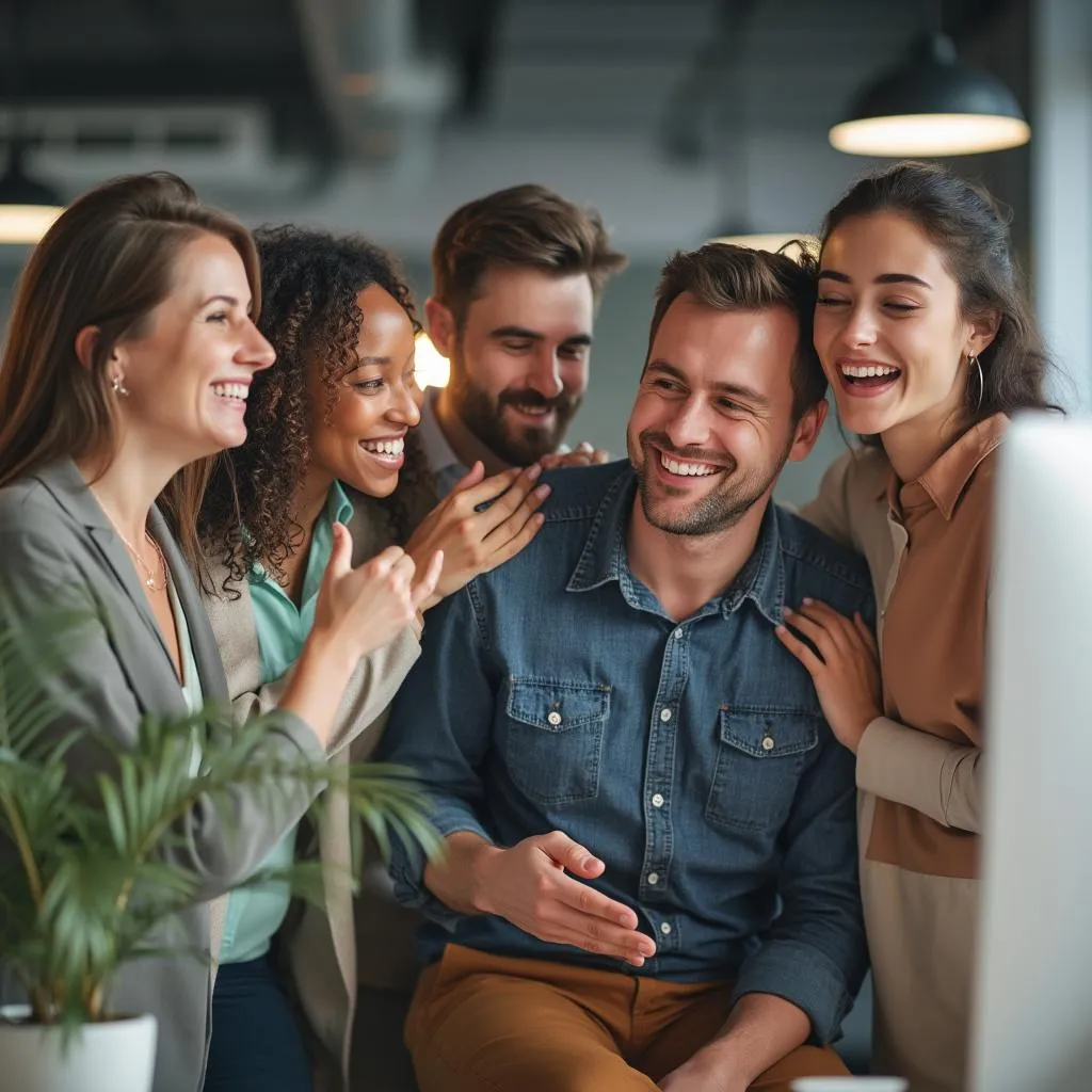 Équipe BizConsult célébrant un succès de projet